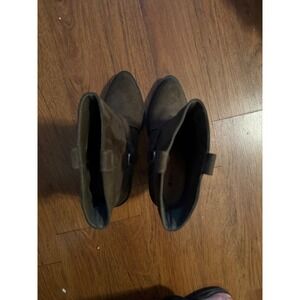 Just Because Women's Dark Green Suede Ankle Boots Western Style‎ Buckle Heel